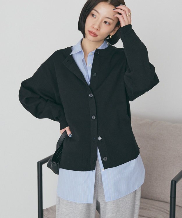 AMERICAN HOLIC クルーネックニットカーディガン Black