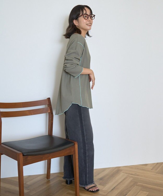 AMERICAN HOLIC ワッフル配色メロープルオーバー Khaki