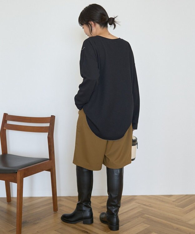 AMERICAN HOLIC ワッフル配色メロープルオーバー Black