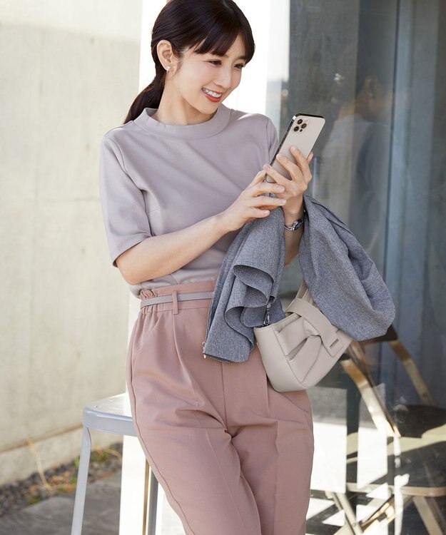 Tiaclasse 【小倉優子さん着用】【洗える】ピンタックノーカラージャケット グレー