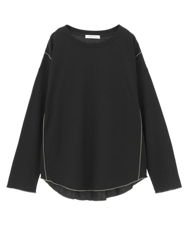 AMERICAN HOLIC ワッフル配色メロープルオーバー Black