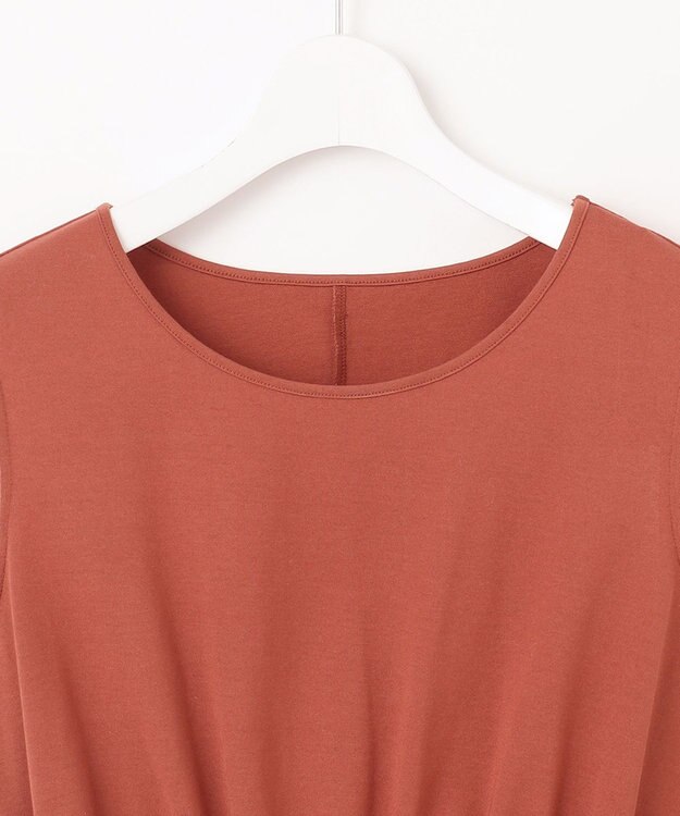 23区 【洗える】ドライコットンジャージー レイヤードワンピース テラコッタ系