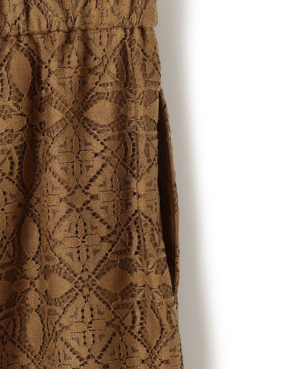 ICB L 【洗える】タイルパターンレース ワイドストレートパンツ キャメル系