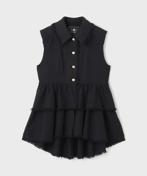 GRACE CONTINENTAL ツイードフリンジジレ ブラック