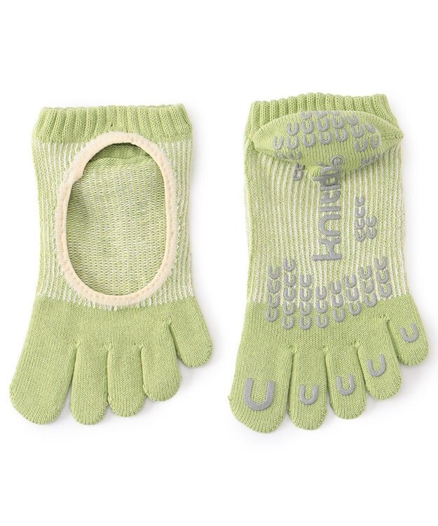 Chacott 140203 ラメストライプカバー　５本指ソックス ライムグリーン