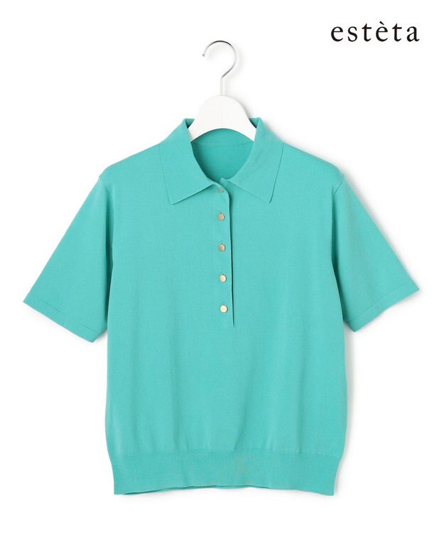 23区 【エステータ】シルキーポロ ニット ターコイズブルー系