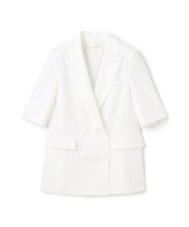 GRACE CONTINENTAL リネンタッチハーフスリーブジャケット ホワイト