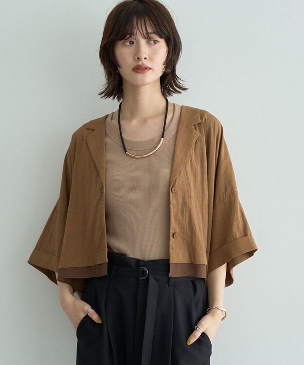 YECCA VECCA 【接触冷感】クロップドデザインジャケット② Camel