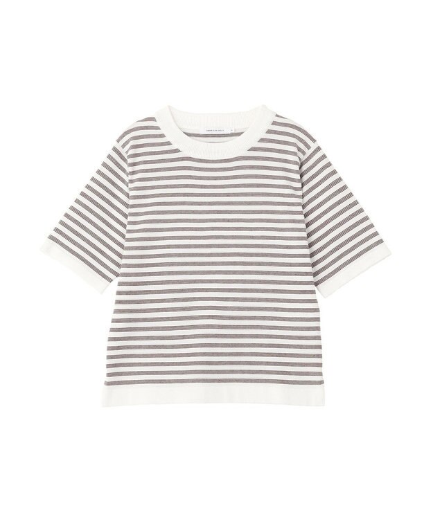 AMERICAN HOLIC ボーダーハーフスリーブニットプルオーバー Ivory