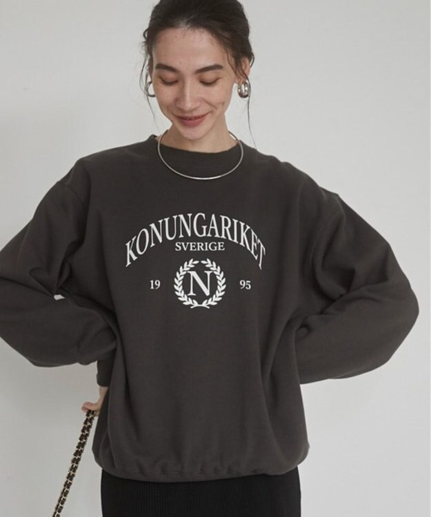 WEGO 【ANGIE VINTAGE】カレッジロゴスウェット ブラック中濃色