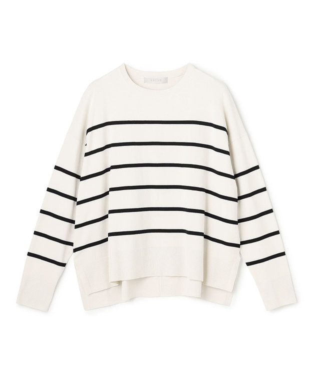 UNFILO 【リピート率の高さが魅力！毎シーズン大好評】マイビューティニット クルーネック グレージュボーダー