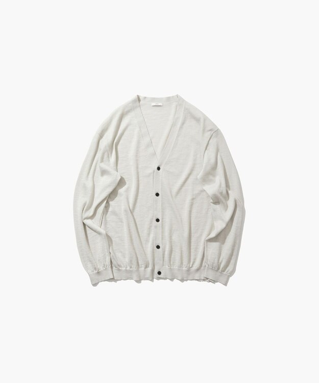 ATON RAMIE CASHMERE | Vネックニットカーディガン - UNISEX LIGHT GRAY