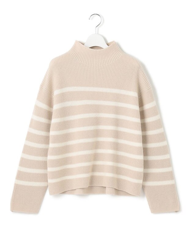 23区 S 【Oggi2月号掲載/洗える】ウールカシミヤ ボーダー ニット ベージュ×オフ
