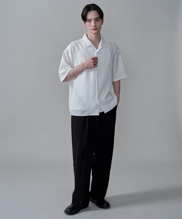 WEGO 【速乾/しわになりにくい/MLサイズ展開】ドライポリオープンカラーシャツ（SS） ホワイト