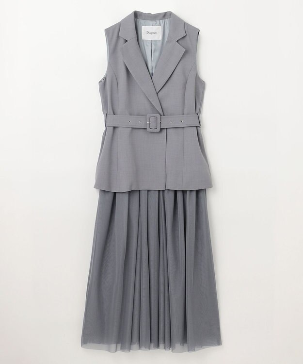 GRACE CONTINENTAL テーラーチュールワンピース グレー