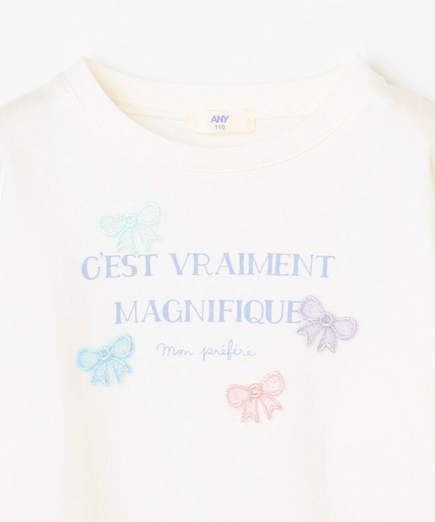 ANY KIDS 【綿100%】ロゴプリント 長袖Tシャツ オフホワイト