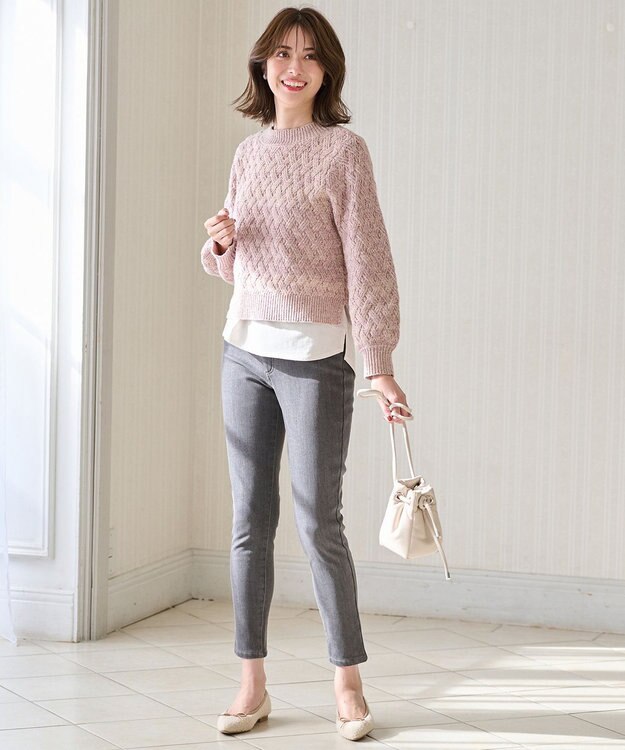 ANY SIS 【洗える】ミックスカラー ニット ピンク