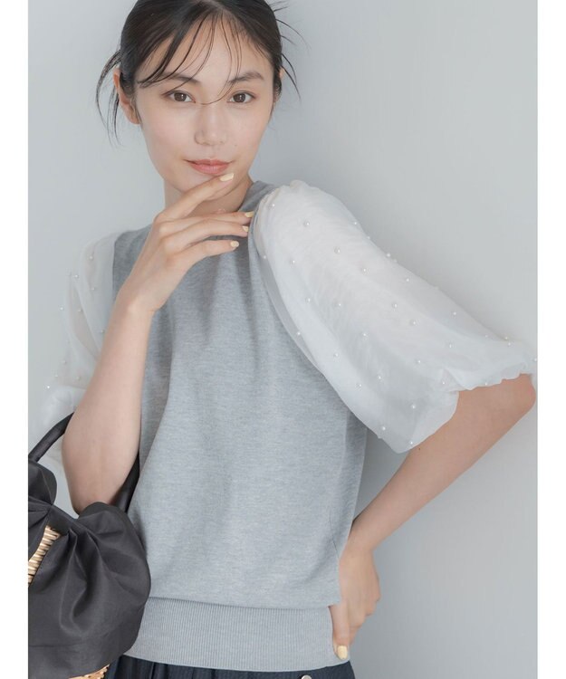 Te chichi パールスリーブニット グレー