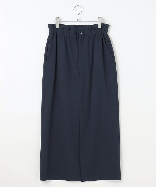 #Newans 【洗濯機可能/ウエストゴム】ロングナロースカート ネイビー