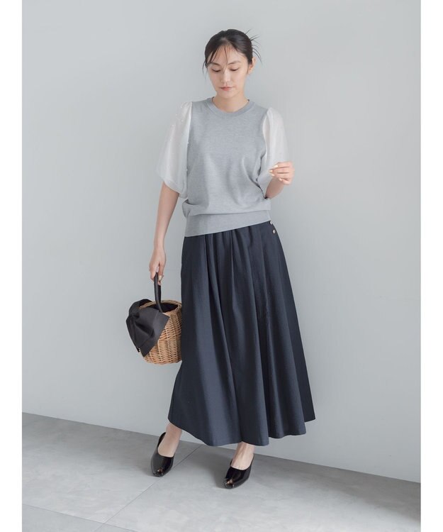 Te chichi パールスリーブニット グレー