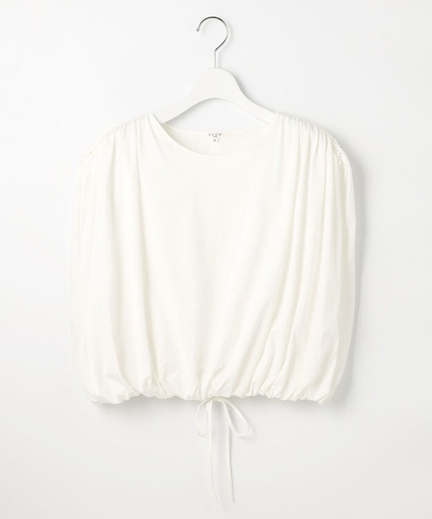 23区 S 【SLOW/一部店舗限定】ファインゲージ ギャザー Tシャツ ホワイト系