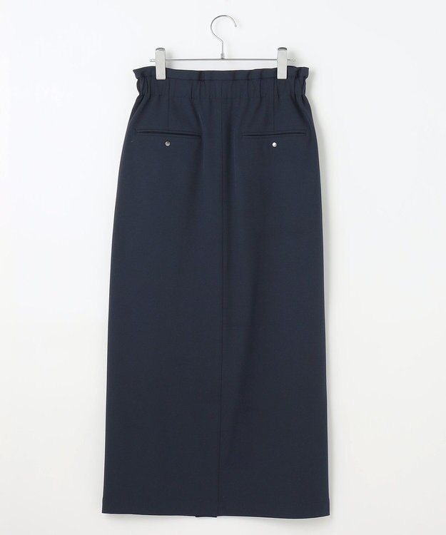#Newans 【洗濯機可能/ウエストゴム】ロングナロースカート ネイビー