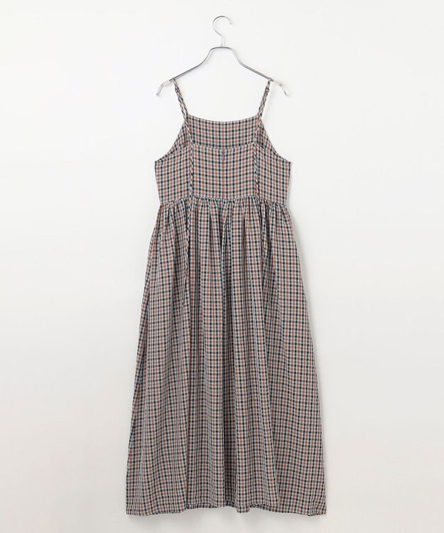 #Newans ボリュームチェックキャミワンピ ブルーチェック