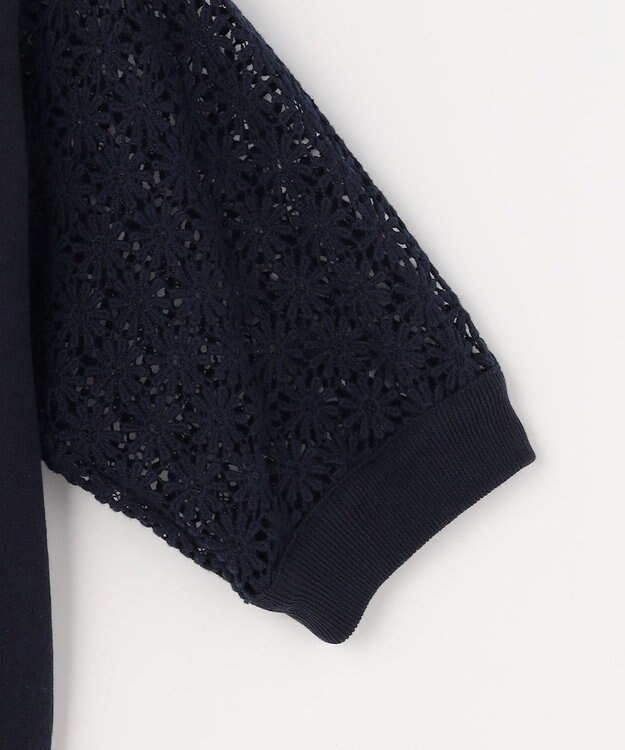 組曲 【先行予約】コットンフラワーレーシープルオーバー ニット ネイビー系