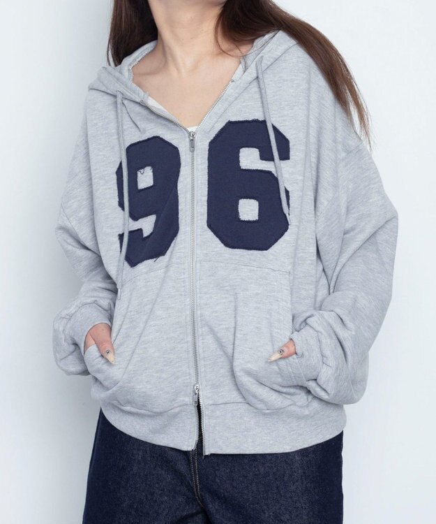 WEGO グラフィックZIPパーカー 杢グレー