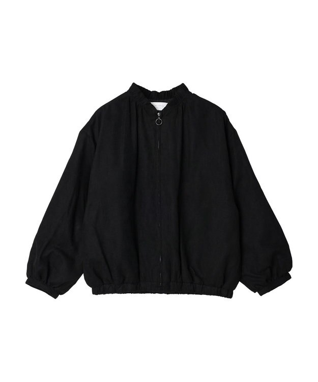 Green Parks スウェード調ギャザーブルゾン Black