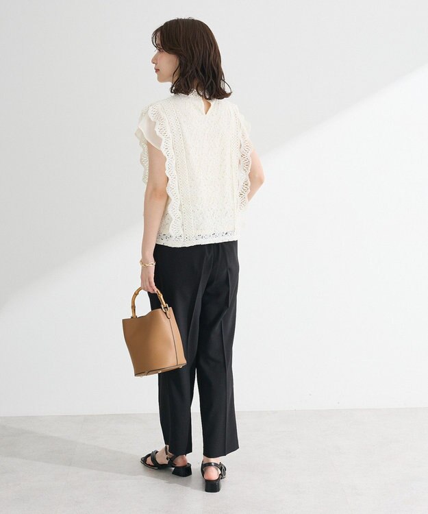 Green Parks きれいシルエット麻調パンツ（テーパード） Light Beige