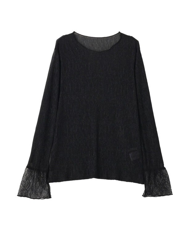 YECCA VECCA 袖レースシアートップス Black