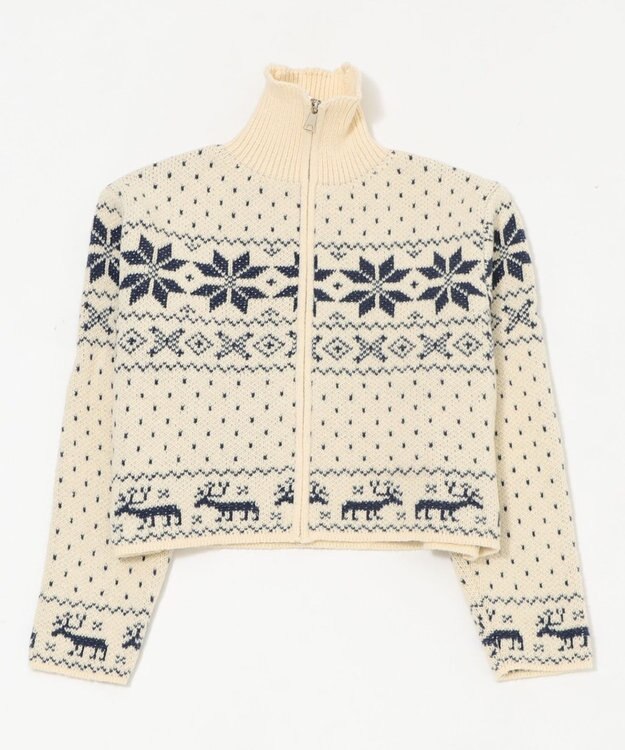 WEGO ユキガラダブルジップカーデ ホワイトアイボリー