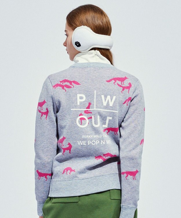 PW CIRCULUS 【こだわりシルエット/手洗い可】【WOMEN】フォックスモチーフニット グレー系