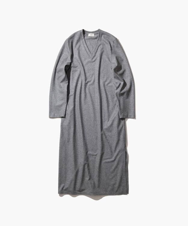 ATON MERINO COLLEGE JERSEY | Vネックドレス TOP GRAY