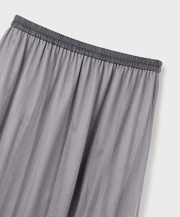 GRACE CONTINENTAL ラメチュールギャザースカート グレー