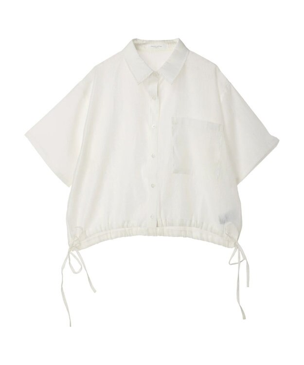 Green Parks シアー裾ドロストシャツ Off White