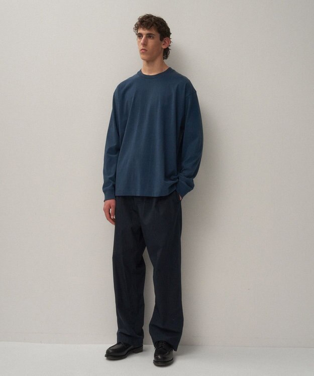 ATON COTTON LAWN | ワイドパンツ - UNISEX- NAVY