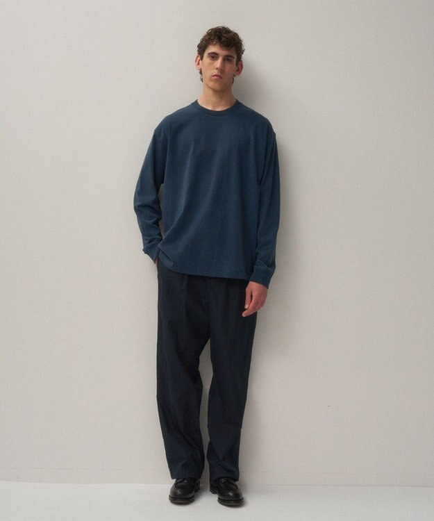 ATON COTTON LAWN | ワイドパンツ - UNISEX- NAVY