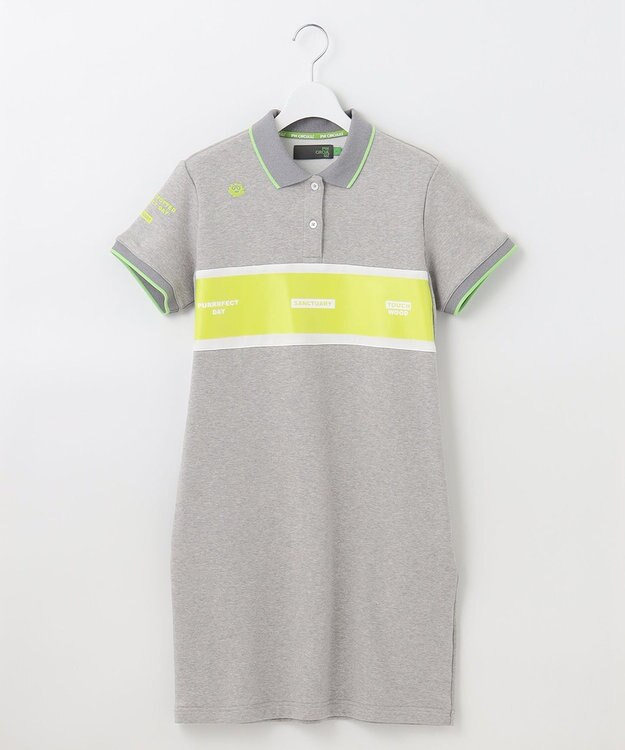 PW CIRCULUS 【WOMEN】【洗える】裏毛 ロゴ ポロ ワンピース ゴルフウェア レディース ライトグレー