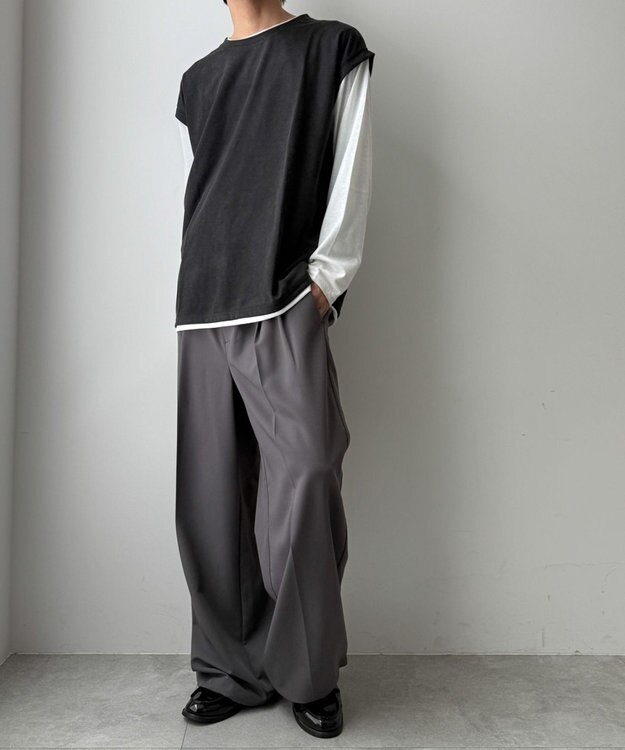 WEGO フェイクスウェードベストT（LS） ダークグレー