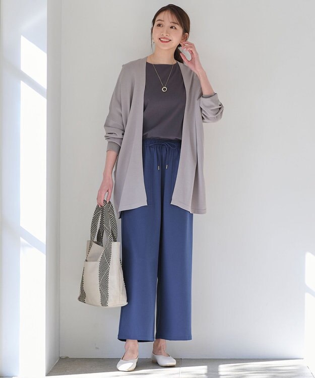 ANY 【ウエストゴム/UVケア/接触冷感】清涼リラックスワイドパンツ ブルー