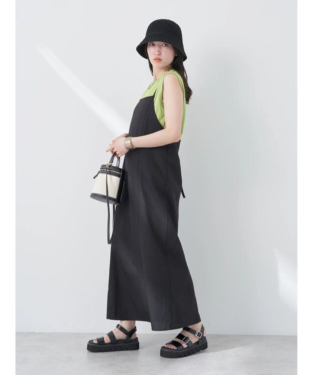 earth music&ecology リサイクルポリエステルブレンドキャミワンピース Black