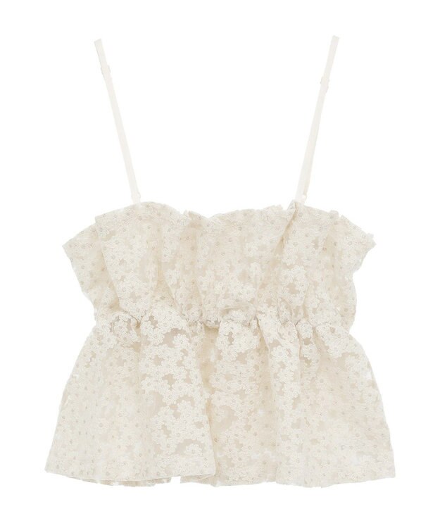 earth music&ecology キラキラフラワー刺繍ビスチェ Ivory