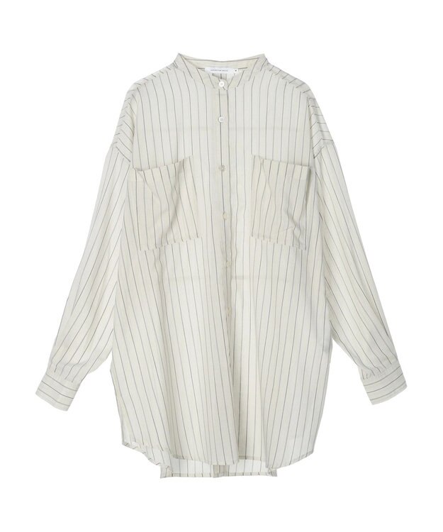 AMERICAN HOLIC イージーケア＋接触冷感　Ｗポケットシャツチュニック Stripe Ivory