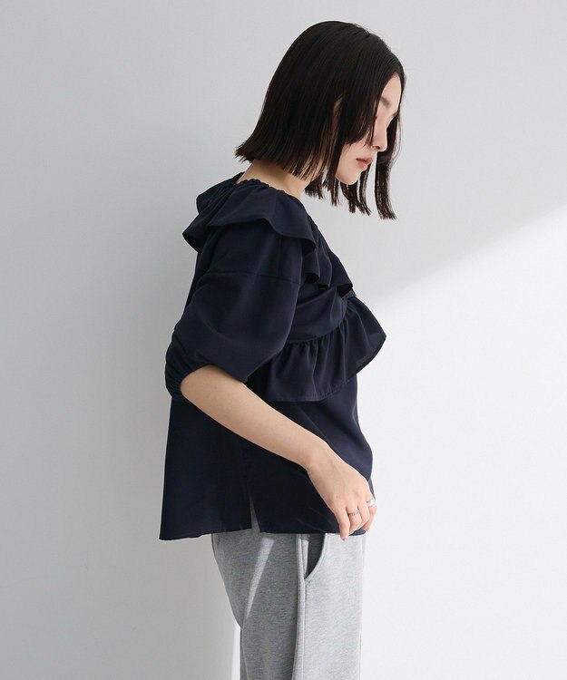 Green Parks ２ｗａｙ　フリルショートスリーブブラウス Dark Navy