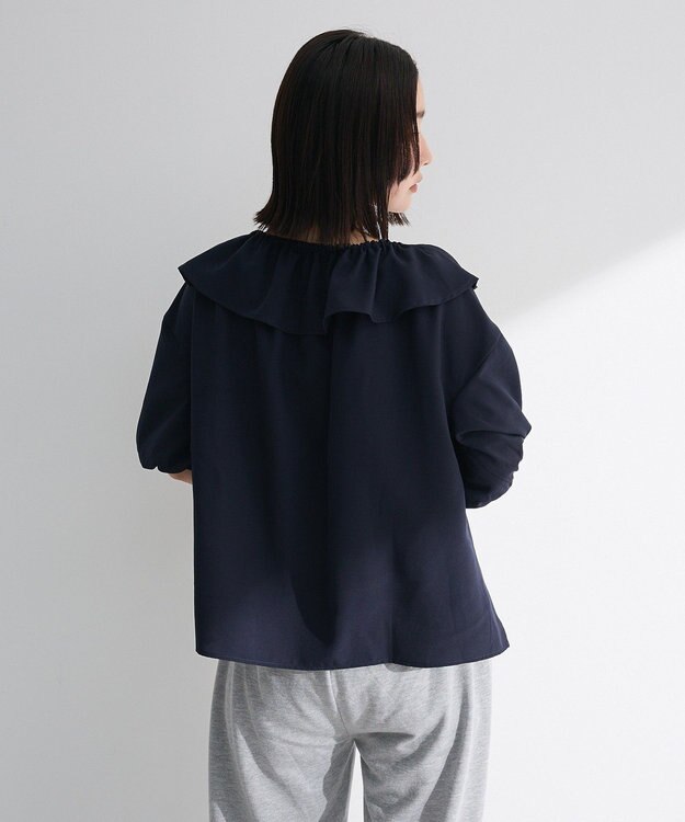 Green Parks ２ｗａｙ　フリルショートスリーブブラウス Dark Navy
