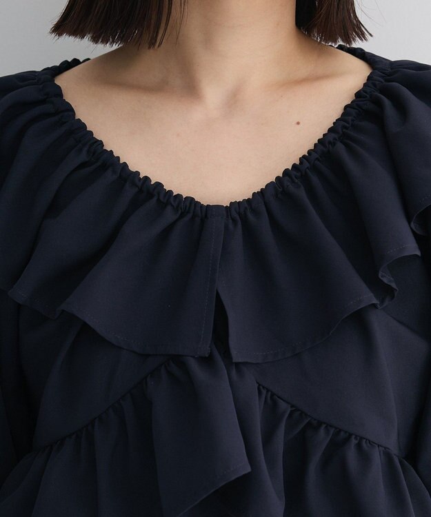 Green Parks ２ｗａｙ　フリルショートスリーブブラウス Dark Navy