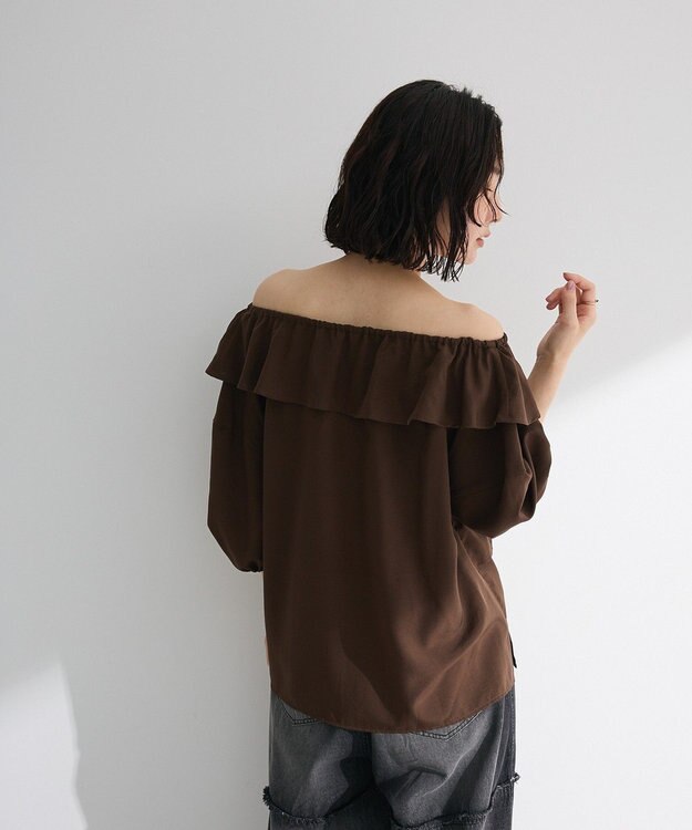 Green Parks ２ｗａｙ　フリルショートスリーブブラウス Brown