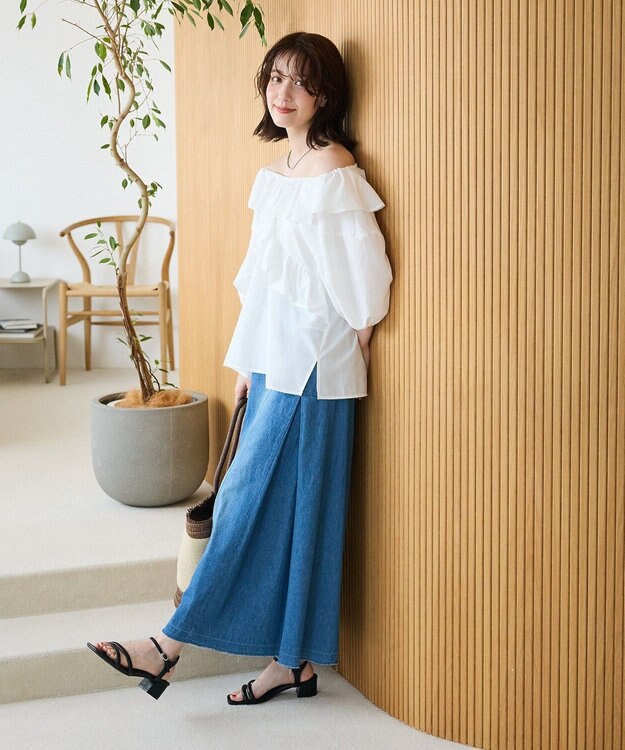 Green Parks ２ｗａｙ　フリルショートスリーブブラウス Off White